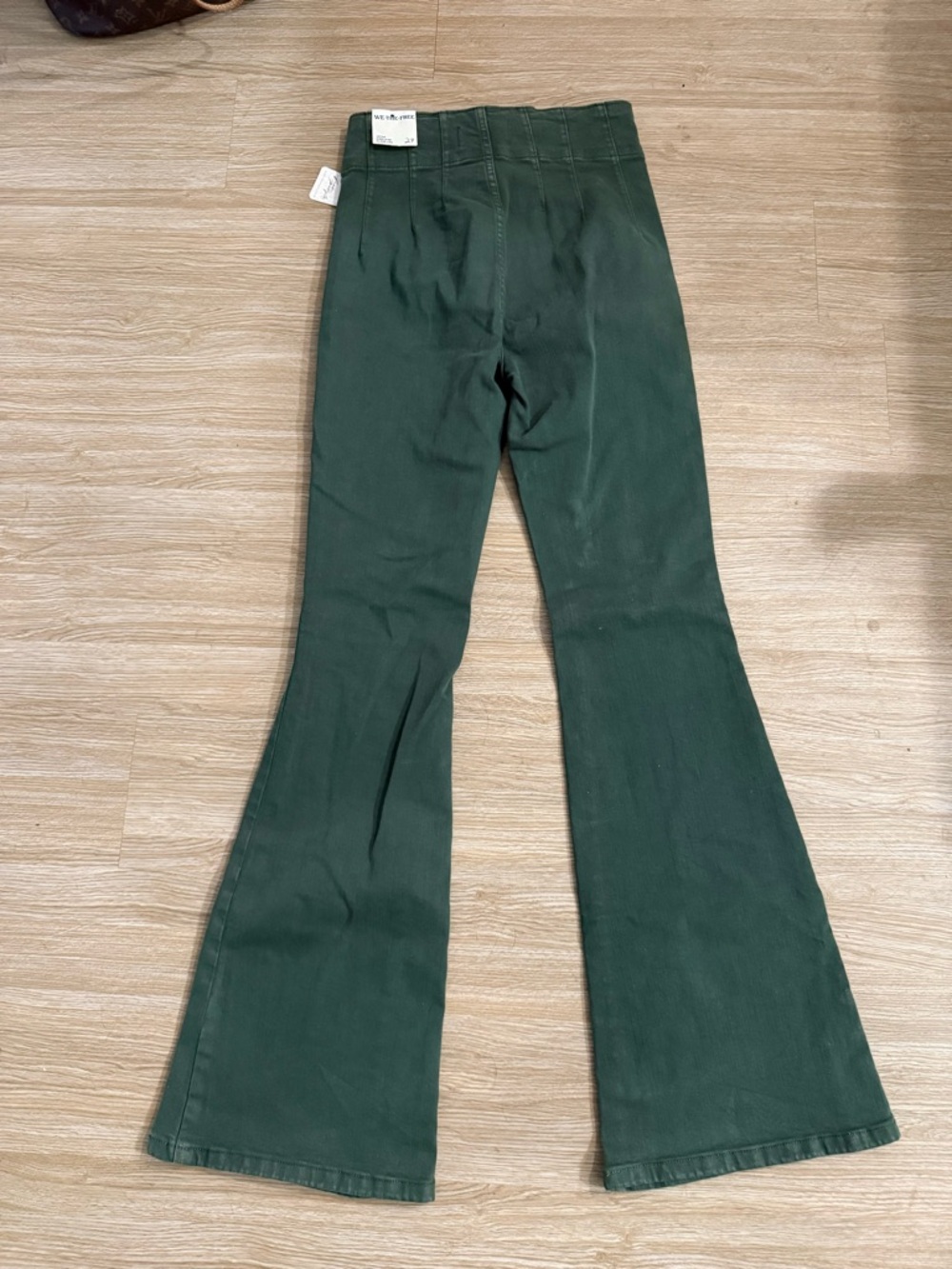 Free People Forest Green High-Rise Flare Pants - Picture 2 of 4